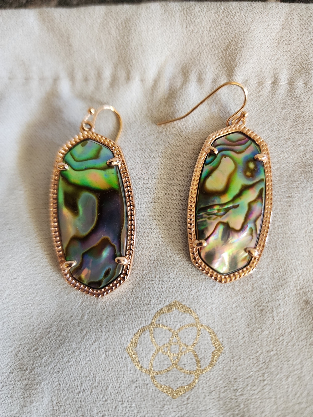 Kendra Scott Abalone Shell Drop Earrings in Rose Gold